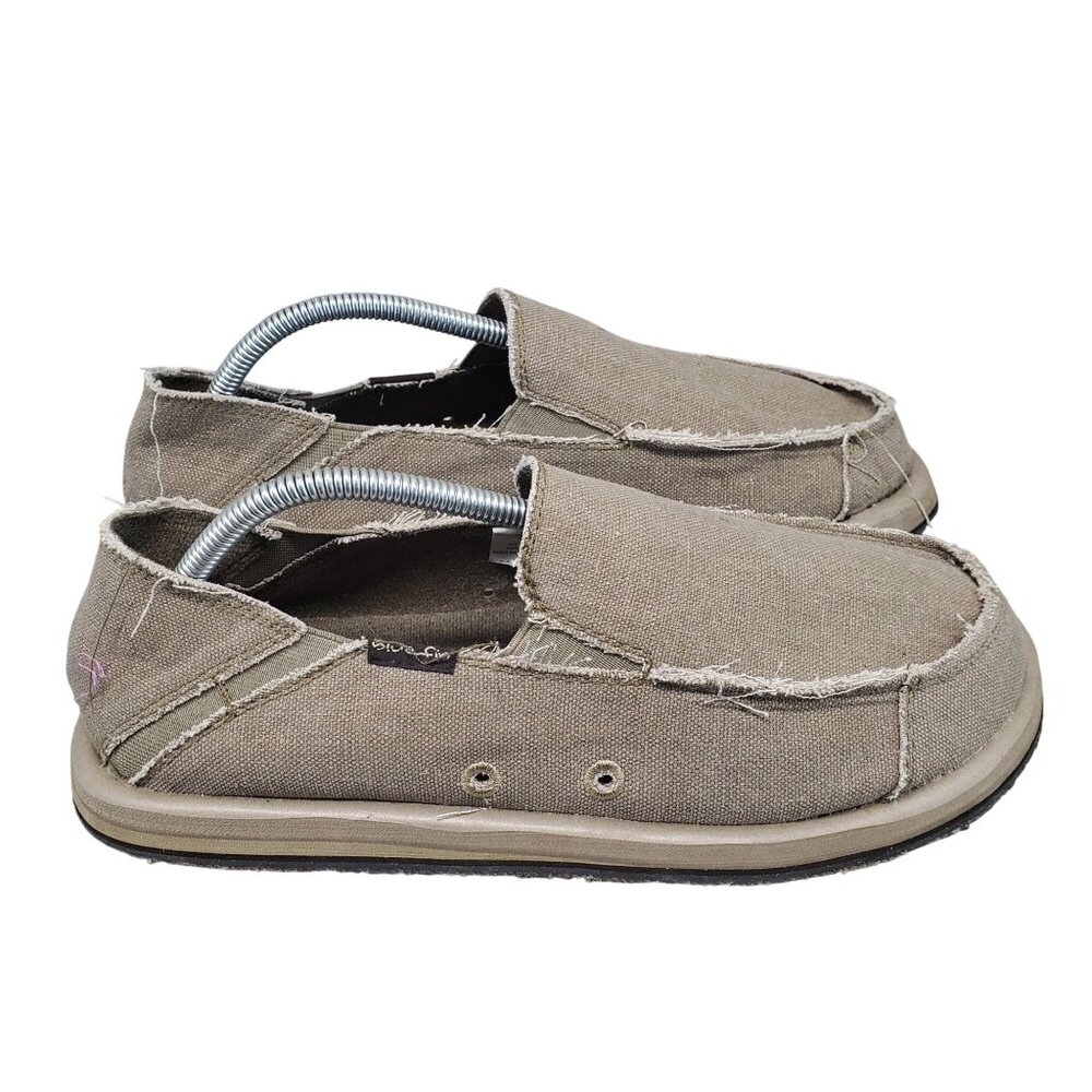 Blue Fin Shoes Mens Size 9 Baja Tan Fabric Loafers - Picture 6 of 10